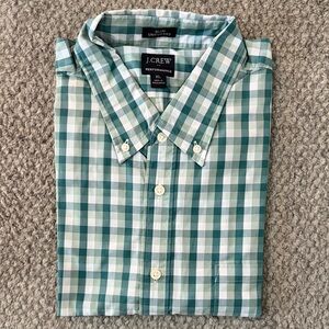 J. Crew Men's Teal and White Plaid Shirt